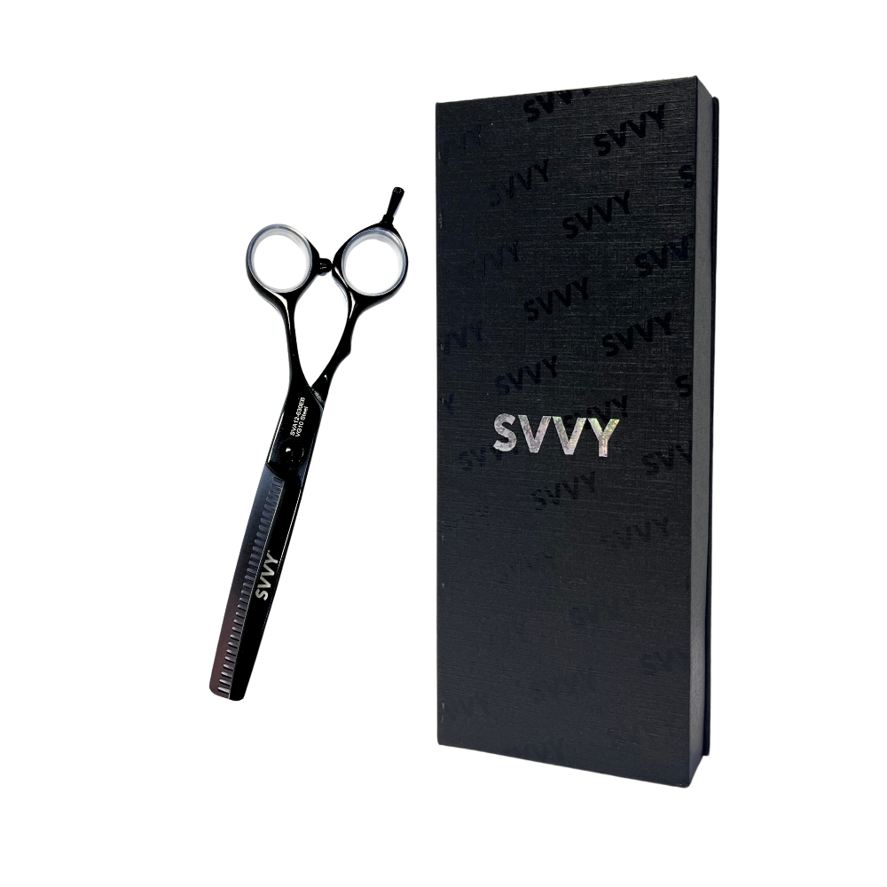 SVVY | Steel Thinning Scissors | 6" VG10 Semi-offset | Black