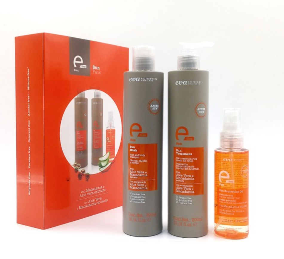 Eva | E-line | Sun Pack | Shampoo, Treatment and Sun Protection Oil